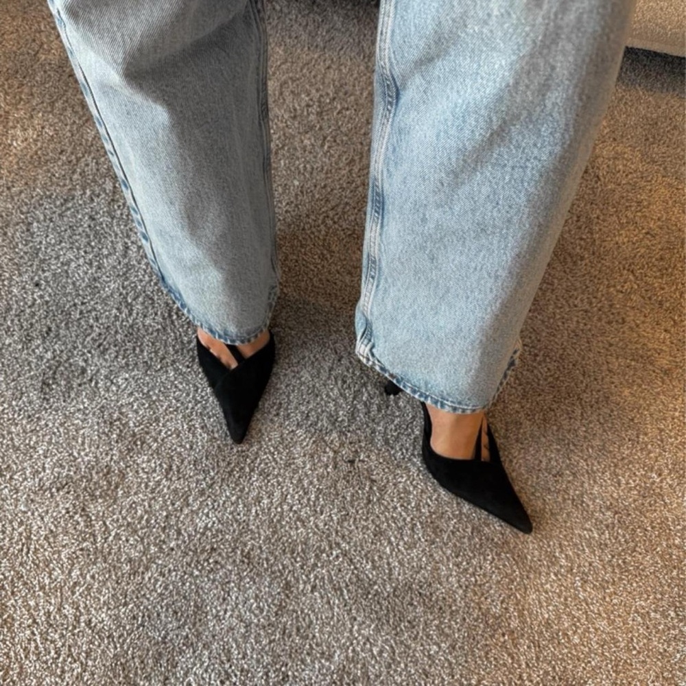 Gia Borghini Black Strap Pointed Heels